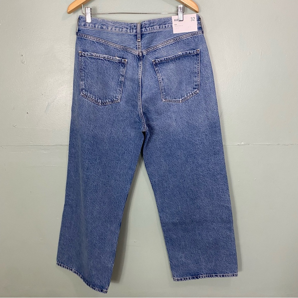 Agolde Ren High Rise Wide Leg Ankle Jean Denim Blue Shrine Size 32 - Picture 4 of 6